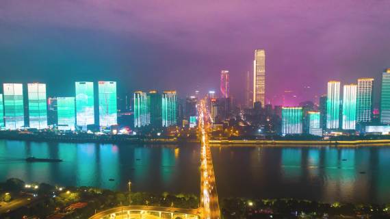 湖南长沙灯光秀夜景延时