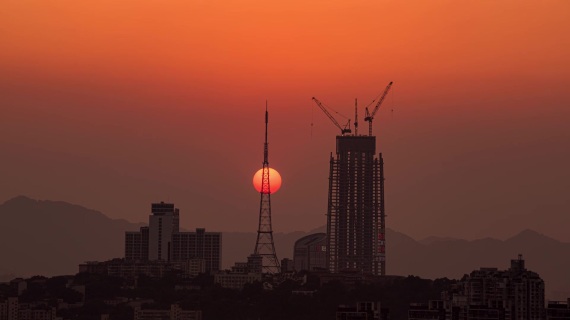 原创房地产城市风光日出日落延时摄影