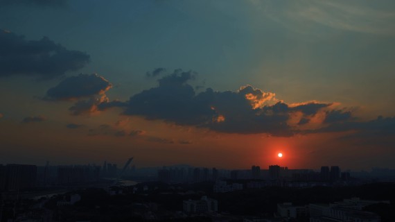 长沙黄昏夕阳日落风景延时