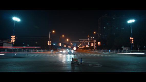 城市夜景街道车流延时实拍