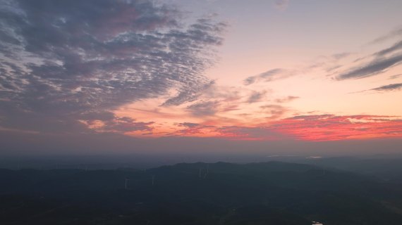 航拍延时 日落 云层 晚霞 自然 风光