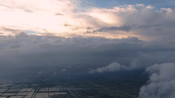 海边牧场 航拍延时 日落 风景 云层自然