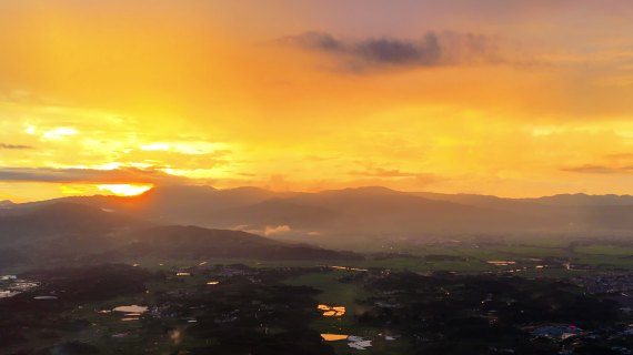航拍落日夕阳