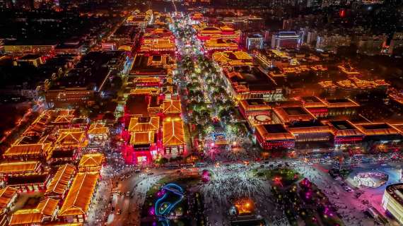 大唐不夜城夜景航拍 城市夜景航拍