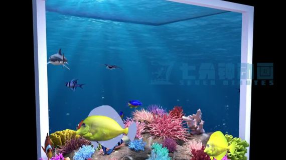 鲨鱼出屏裸眼3D海底水底世界